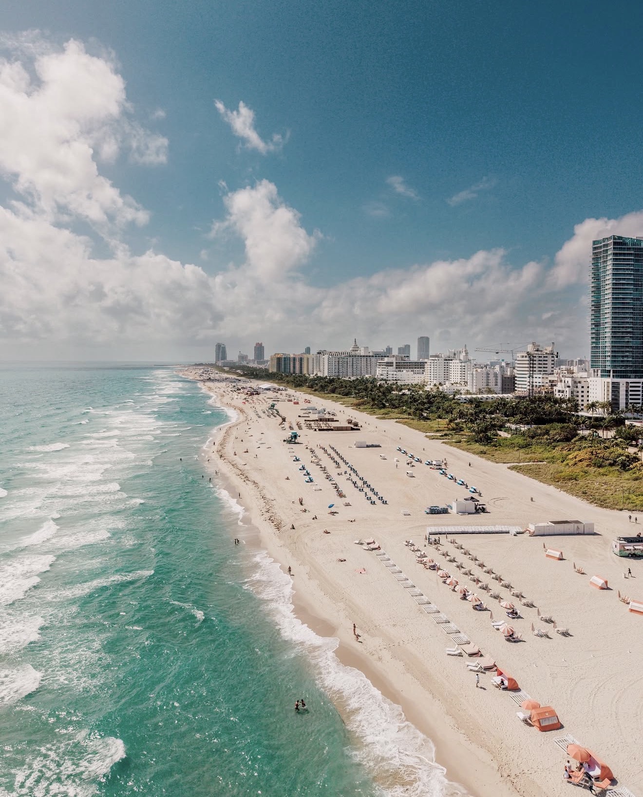 Miami Beach shoreline and Art Deco district from above