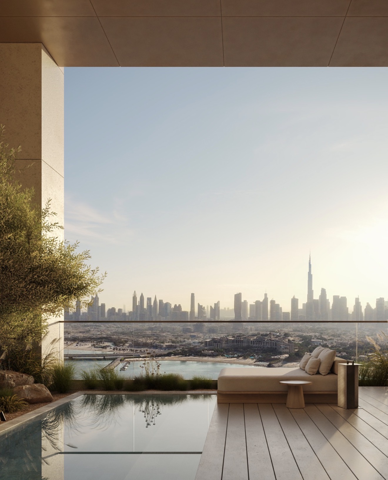 Private pool terrace overlooking the Dubai skyline