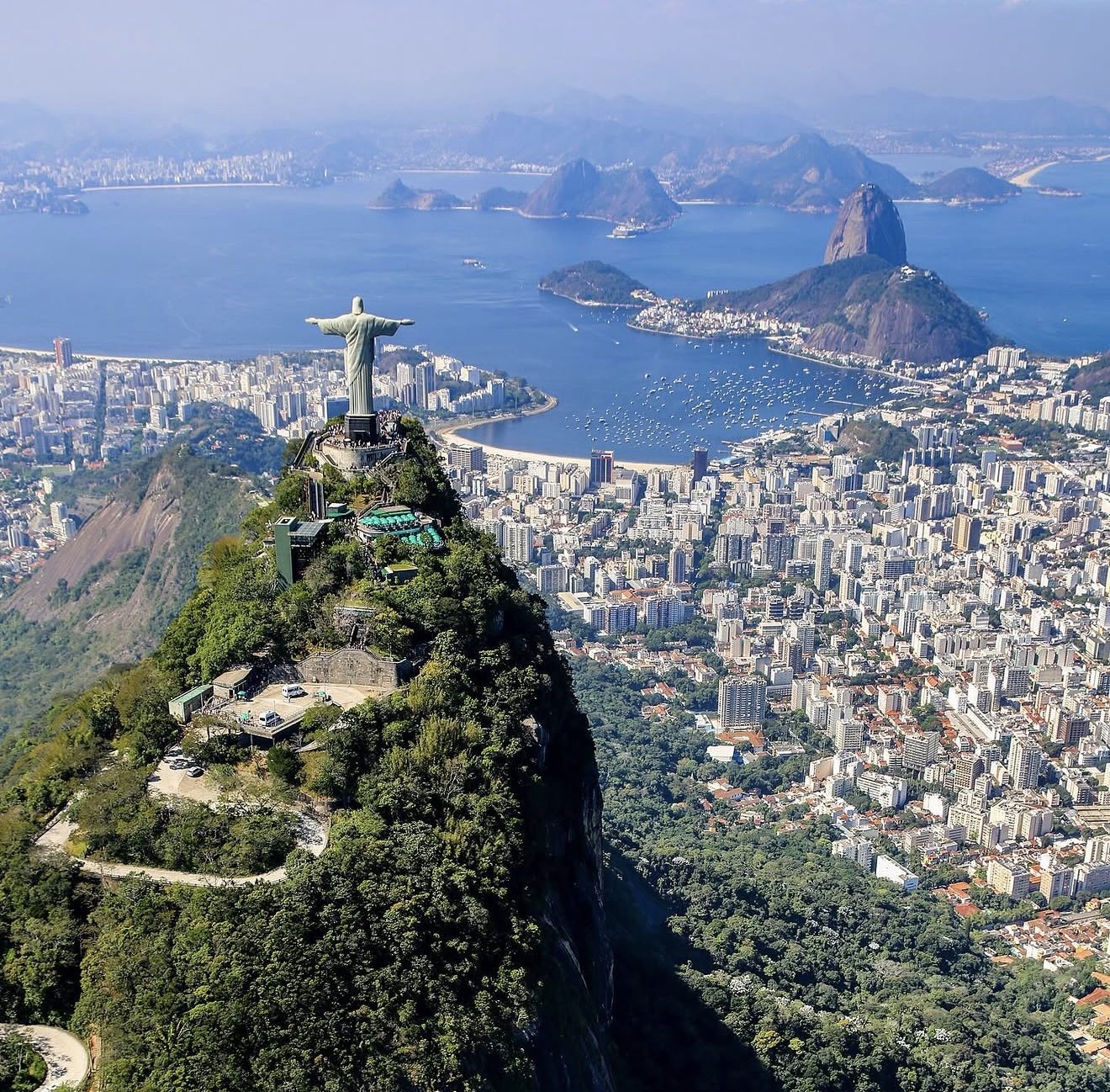 Christ the Redeemer above Rio de Janeiro and Guanabara Bay